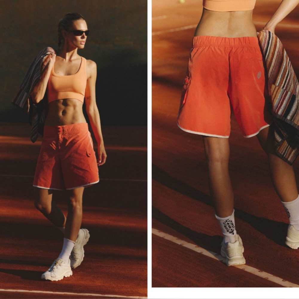 Free People Movement Crystal Waters Board Shorts. Color Scarlet Combo